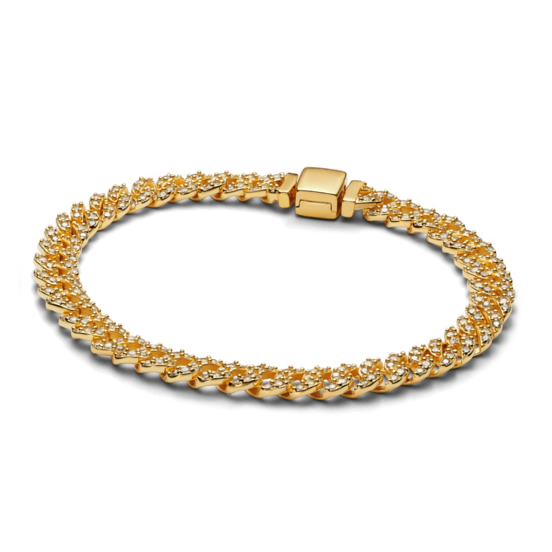 Gold Bracelet with Moissanite in Cuban Style