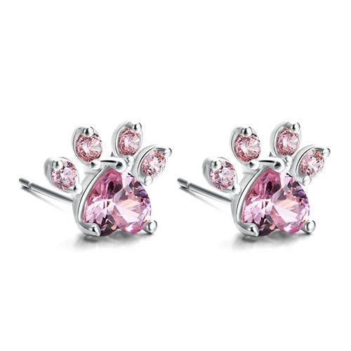 Rose Gold Paw Jewelry Set ā 4 Pieces with Zirconia Heart (Ring, Necklace, Earrings, Bracelet)
