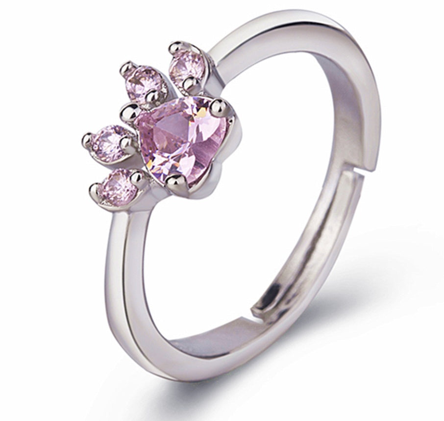 Rose Gold Paw Jewelry Set ā 4 Pieces with Zirconia Heart (Ring, Necklace, Earrings, Bracelet)