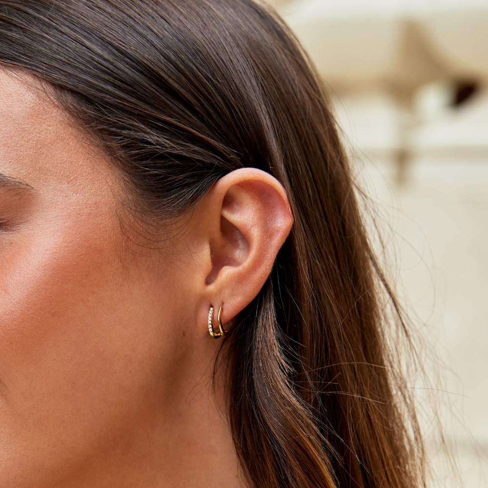 Gold hoof earrings with Crystals
