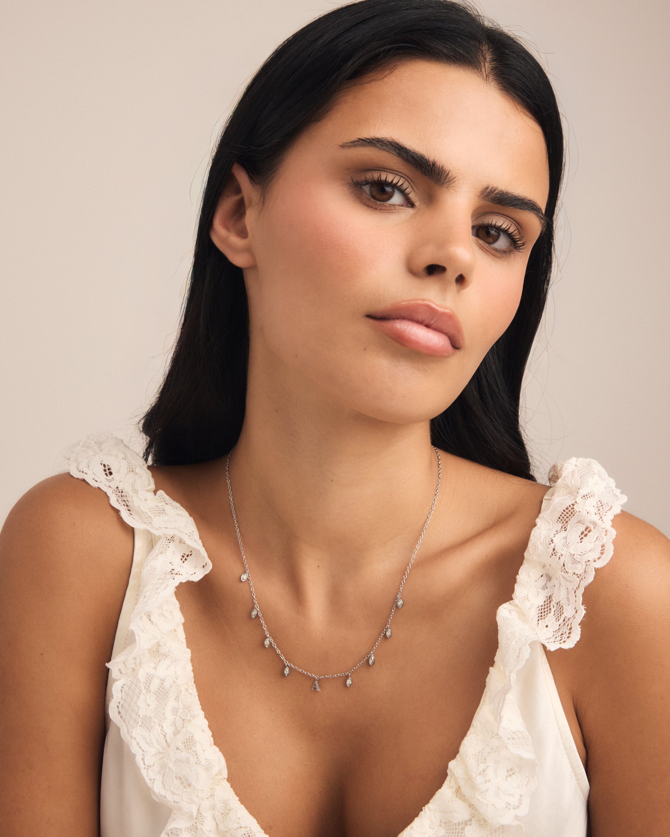 Initial Drop Necklace (Marquise Cut)