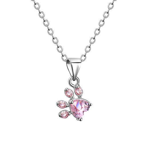 Rose Gold Paw Jewelry Set ā 4 Pieces with Zirconia Heart (Ring, Necklace, Earrings, Bracelet)
