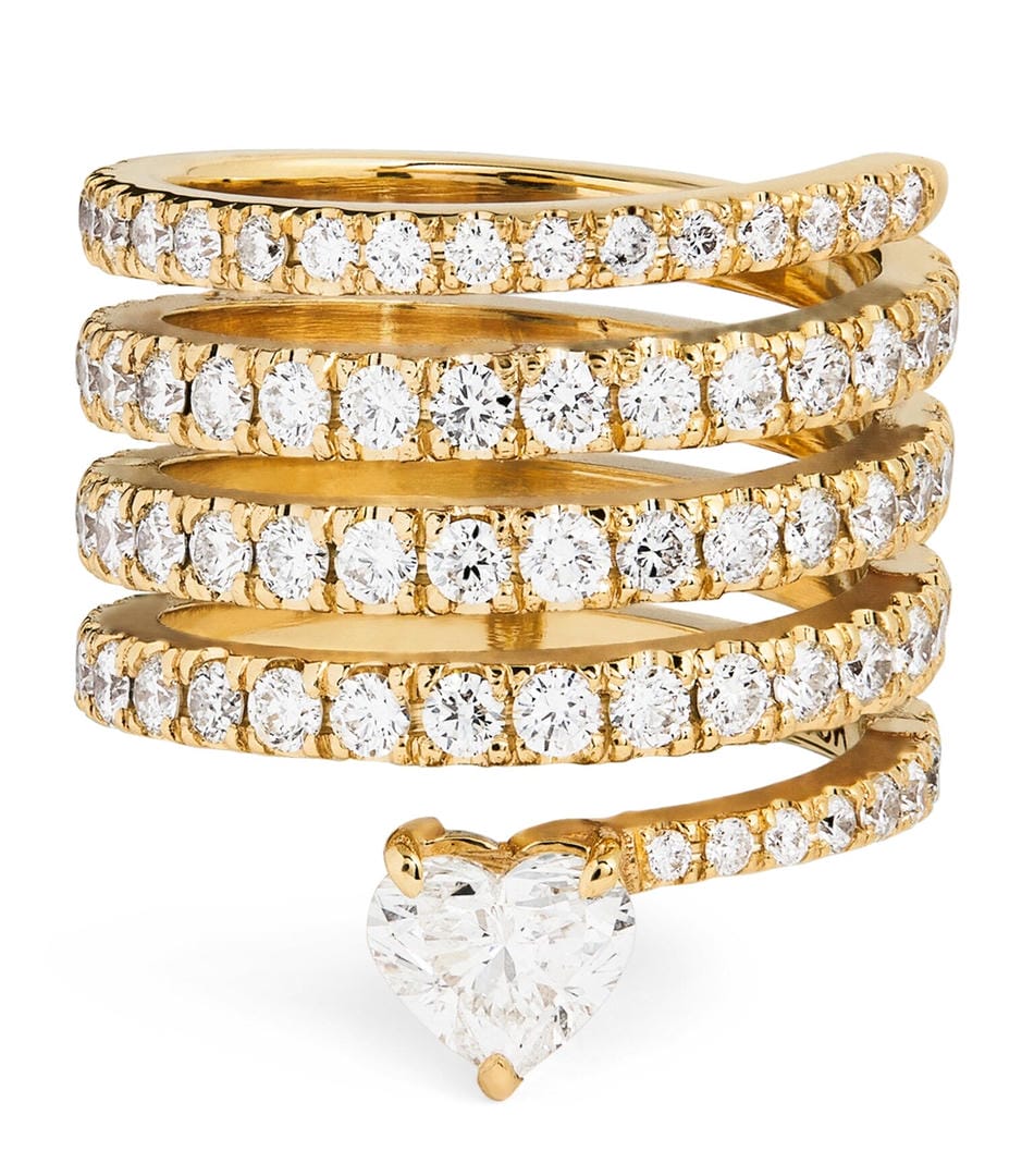 Antique Gold Zirconia Heart Wrap Ring