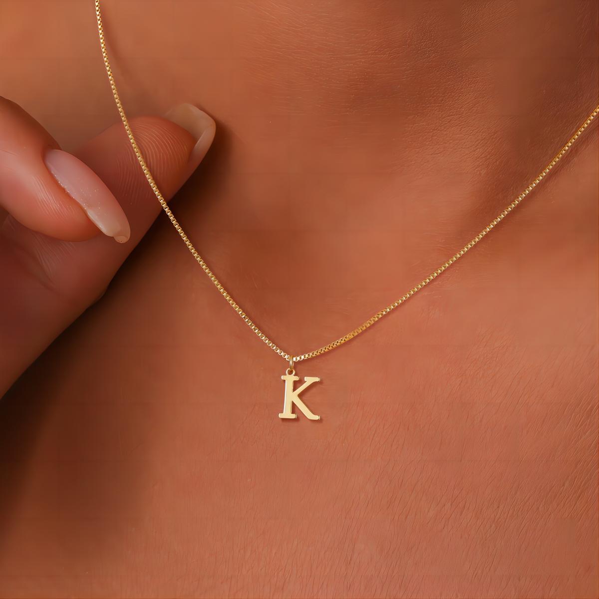 Gold Necklace with Initials in Love Letter Style