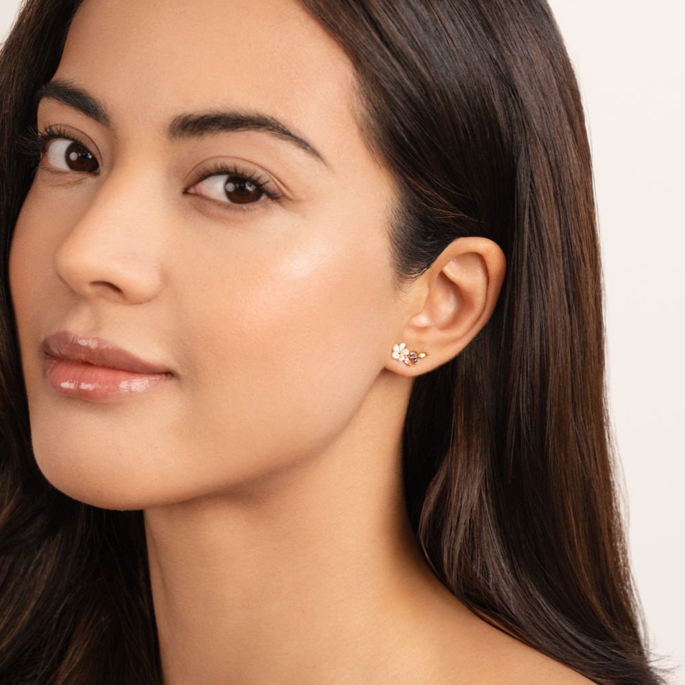Crystal White Floral Earrings
