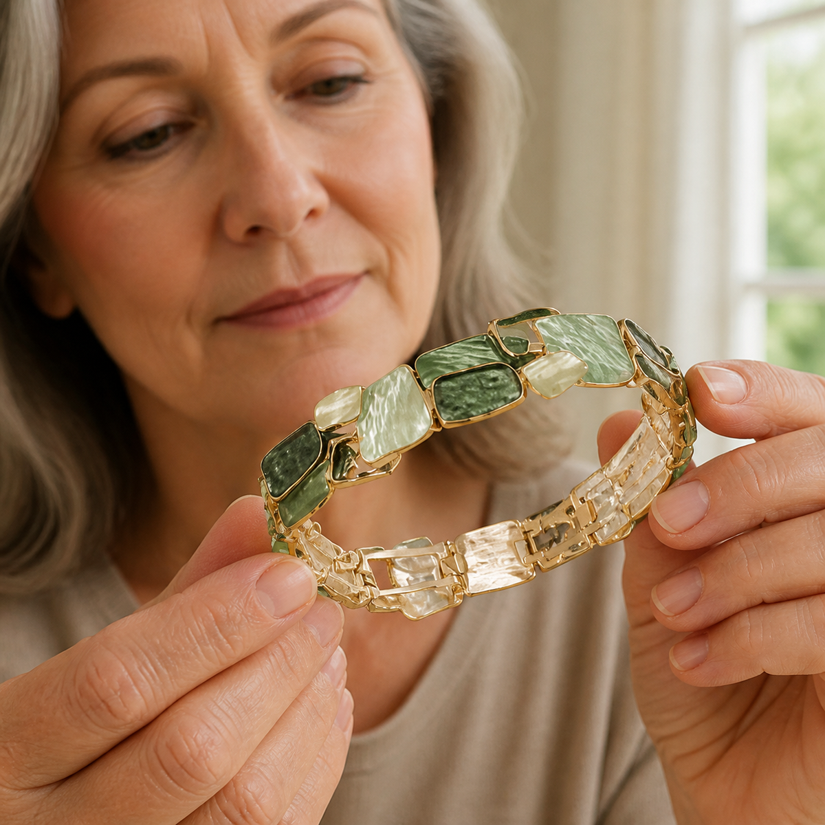 Elegant Geometric Mosaic Stretch Bracelet