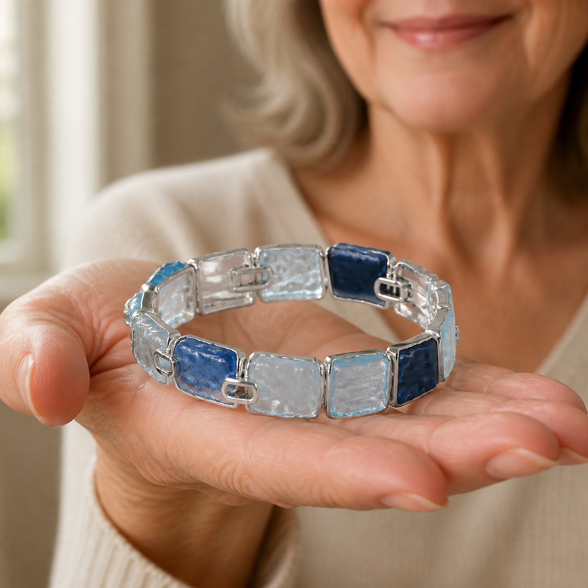 Elegant Geometric Mosaic Stretch Bracelet