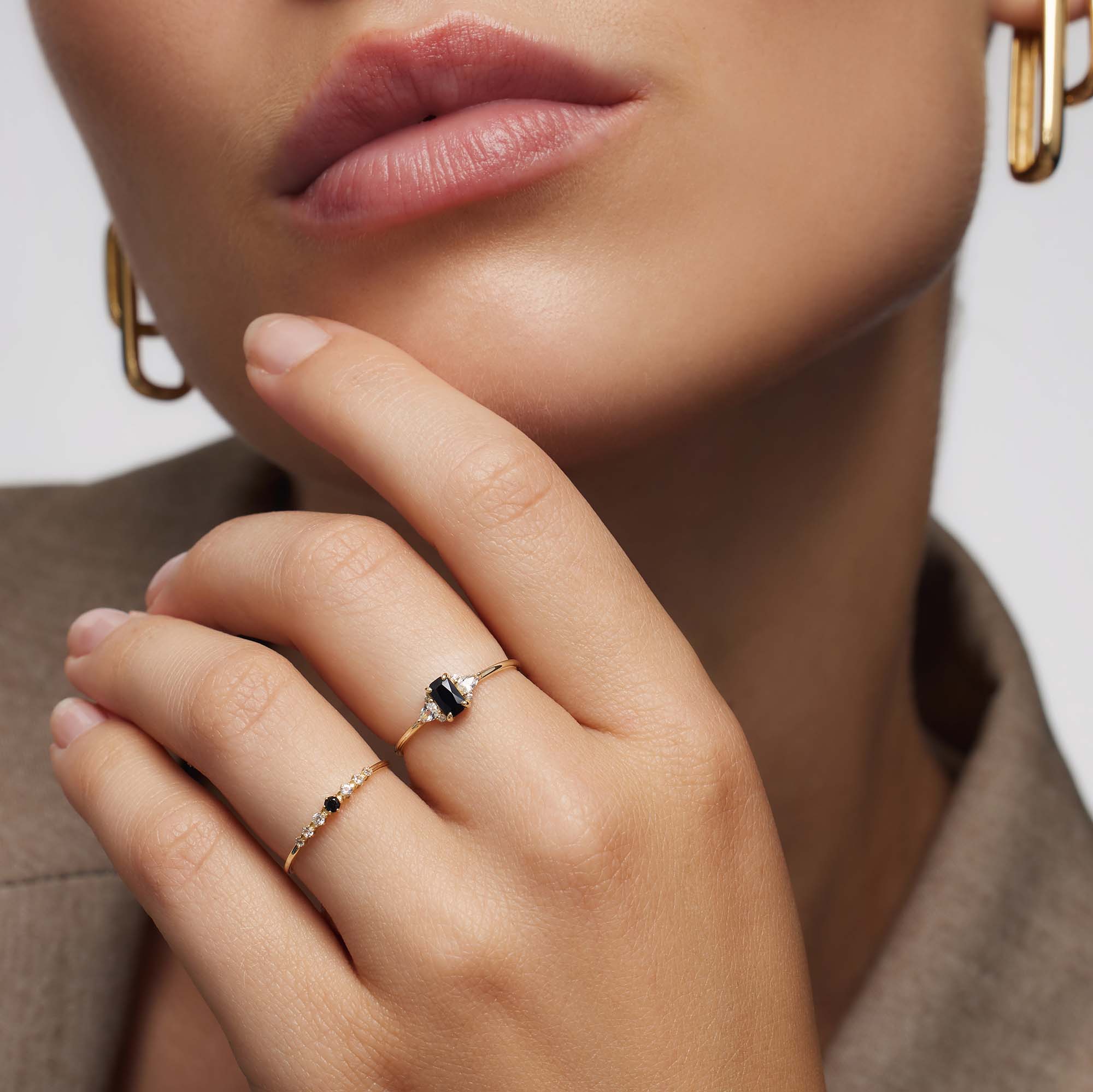 Gold Ring with Baguette Spinels