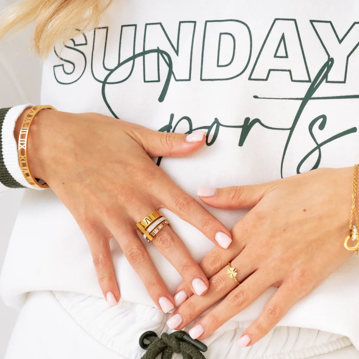 Triple Band Roman Numeral Ring 18K Gold Plated