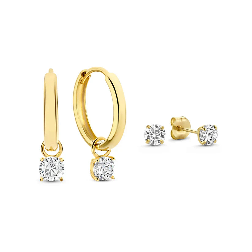 Gold Earrings with Moonstone