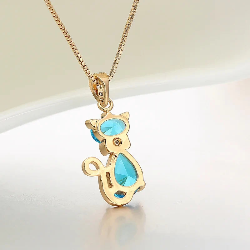 Crystal Cat Pendant Necklace