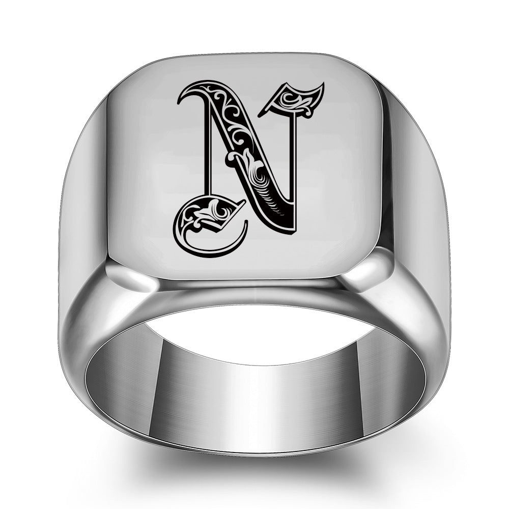 Classic Noble Initial Ring | White Gold