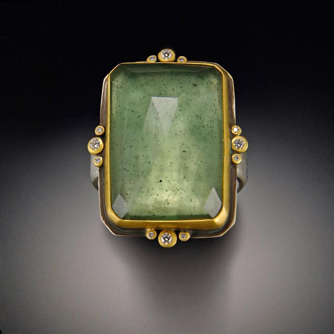 French Retro Square Crystal Ring
