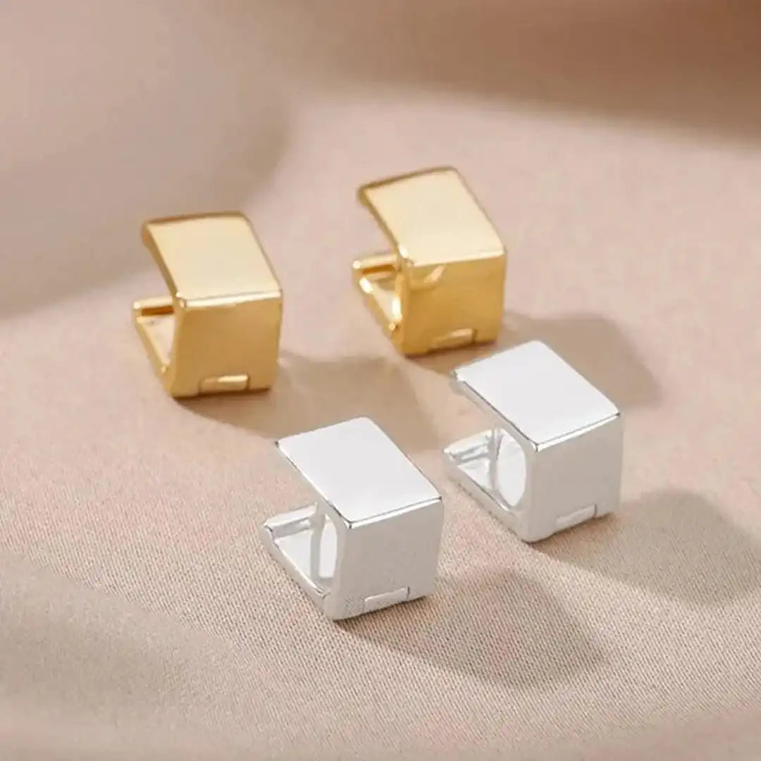 Golden Geometric Square Earrings