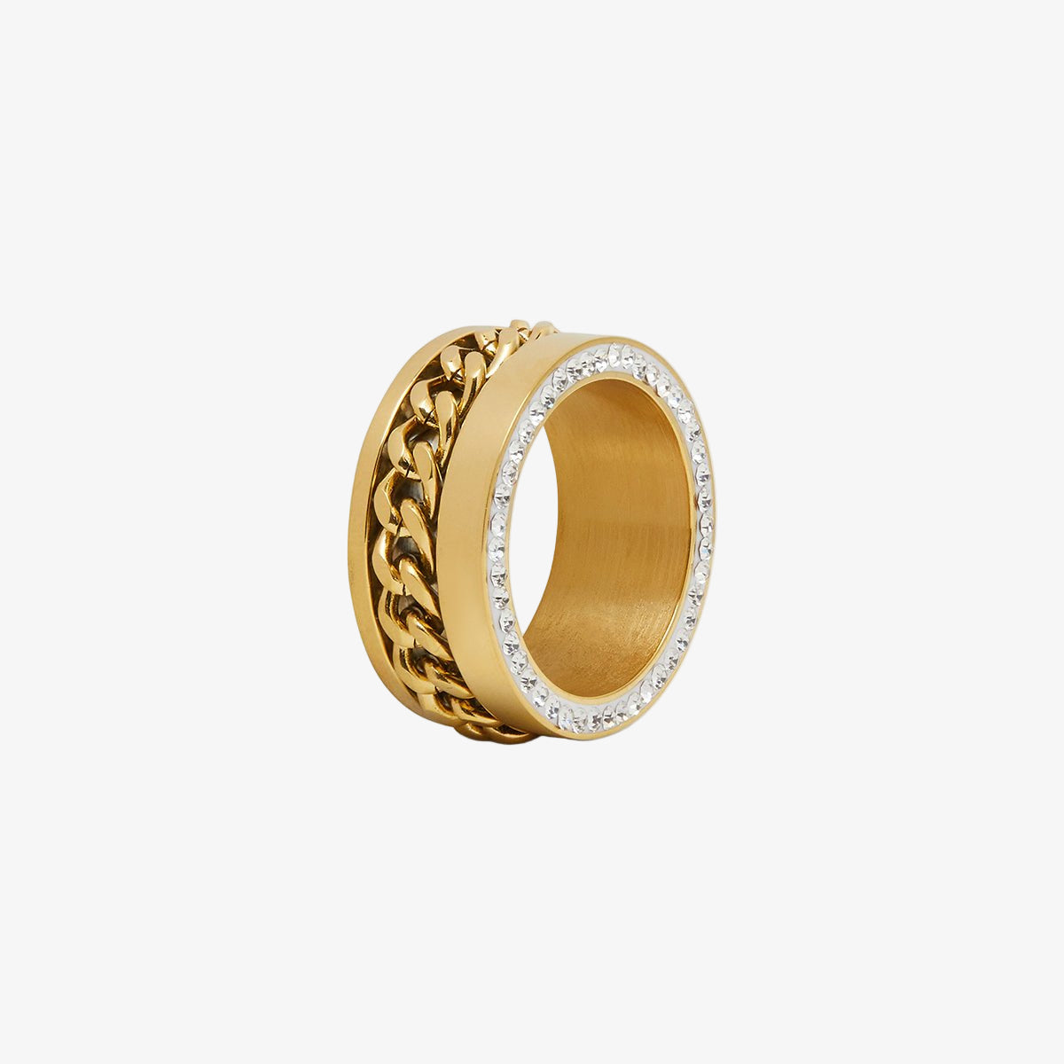 Link Zirconia Ring 18K Gold Plated