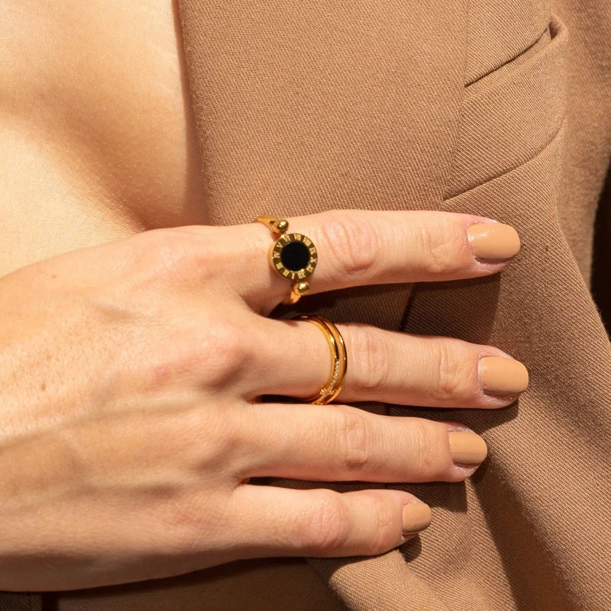 Roman Numeral Spinning Ring 18K Gold Plated