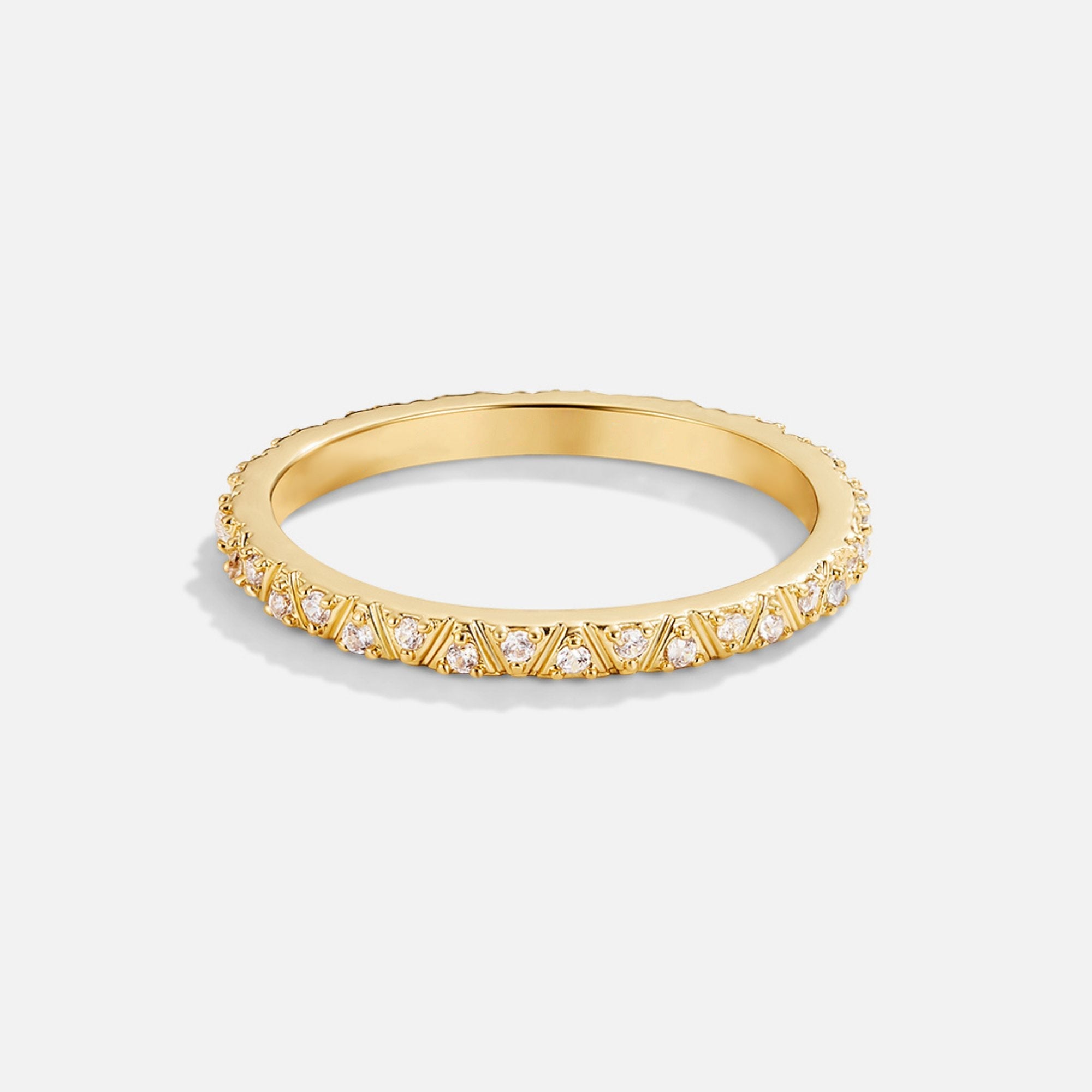 Arquette Gold & Crystal Band Ring