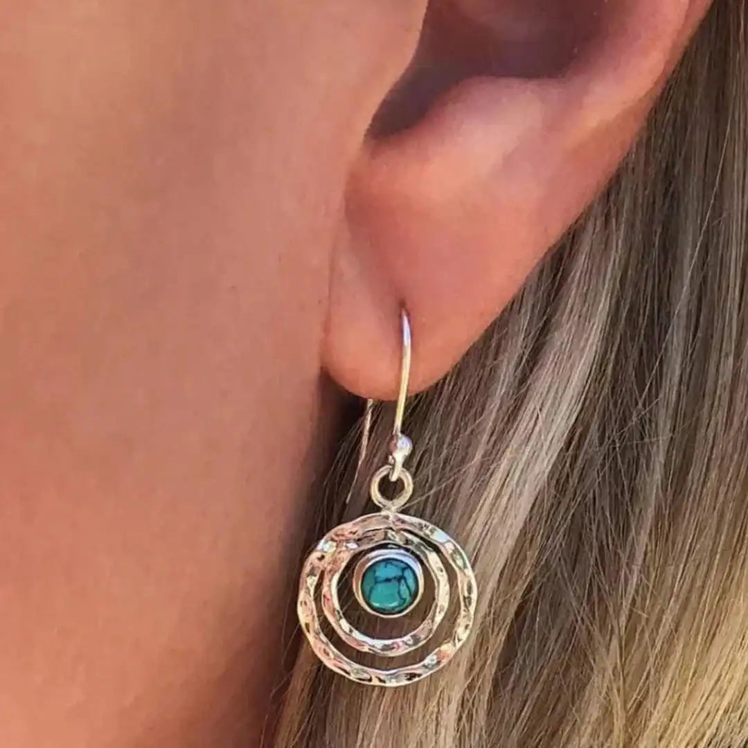 Boho Saturn Earrings Turquoise and Gold