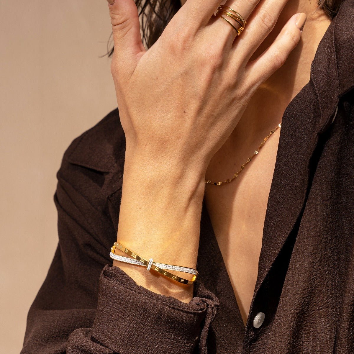 Roman Zirconia Bracelet 18K Gold Plated