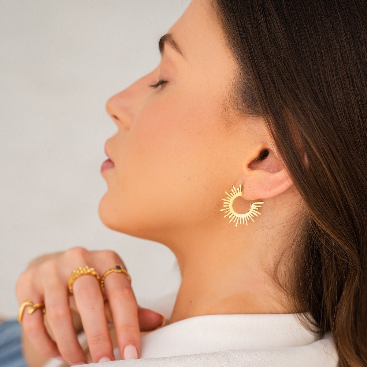Spike Hoop Earrings 18K Gold Plated