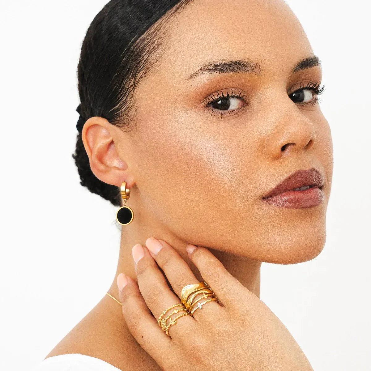 Noir Drop Earrings 18K Gold Plated