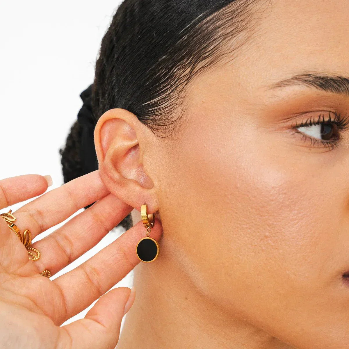 Noir Drop Earrings 18K Gold Plated