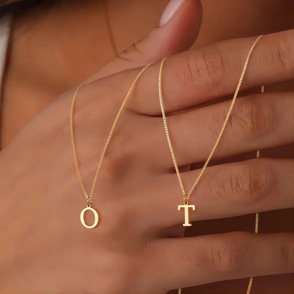 Gold Necklace with Initials in Love Letter Style