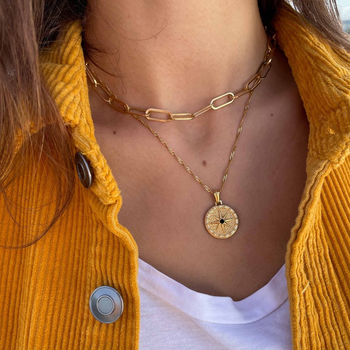 Compass Star Necklace 18K Gold Plated