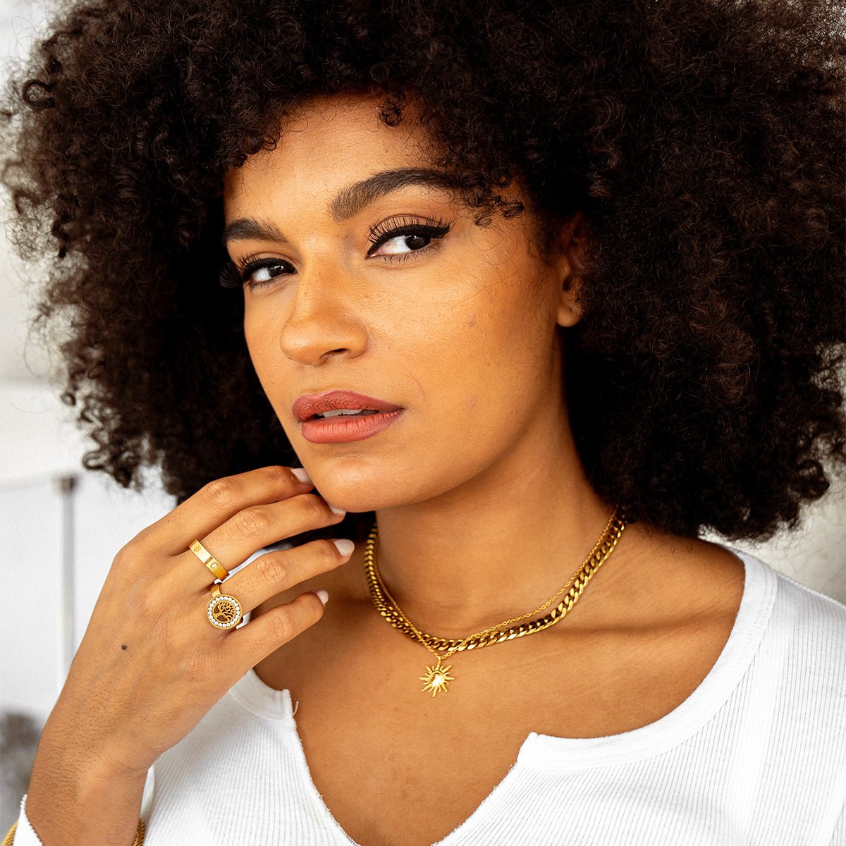 Solstice Pendant Necklace 18K Gold Plated
