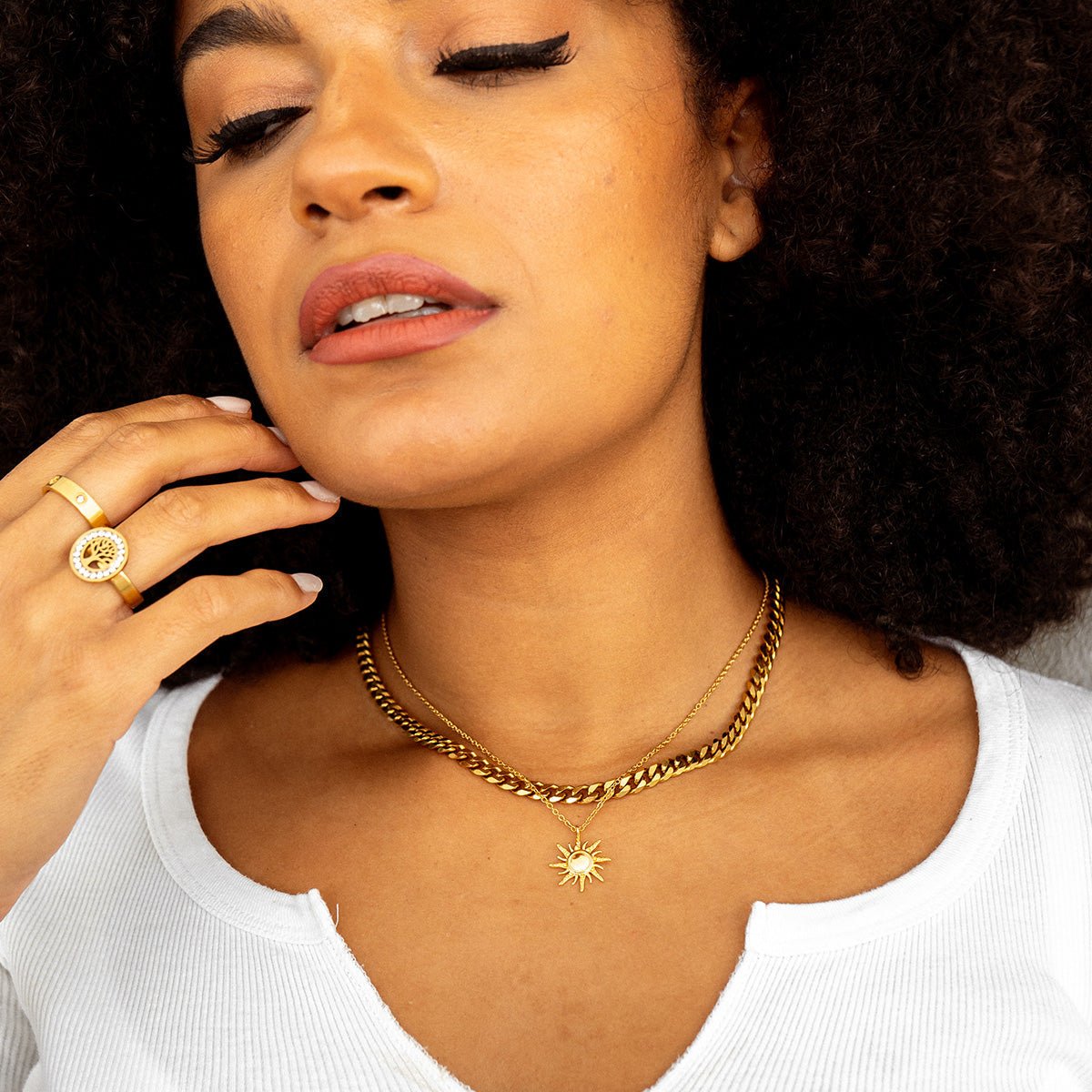 Solstice Pendant Necklace 18K Gold Plated