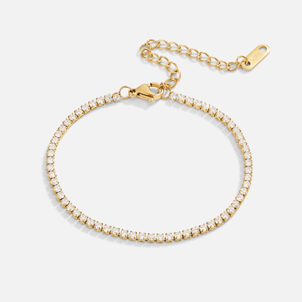 Gold Tennis Bracelet with Classic Weave