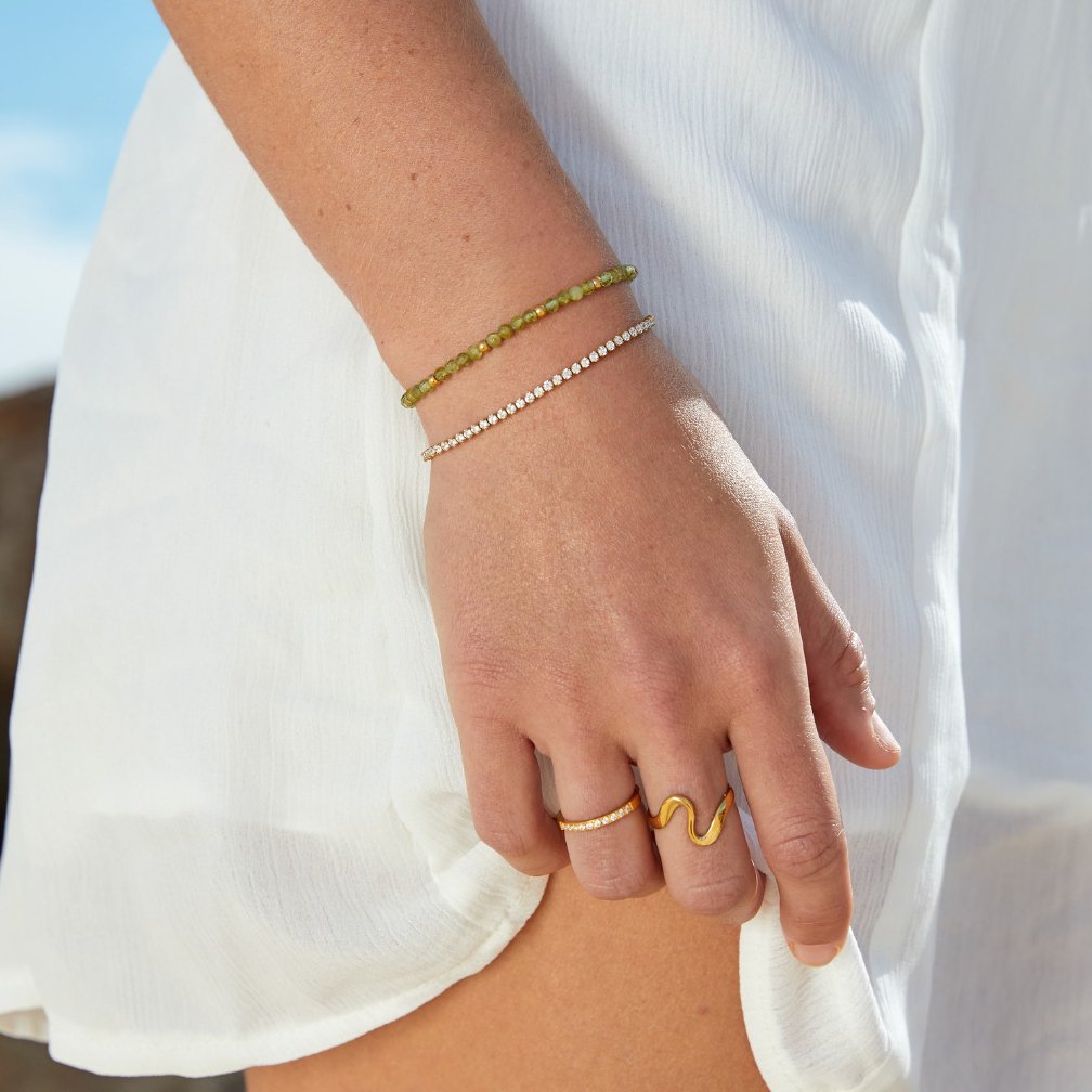 Gold Tennis Bracelet with Classic Weave