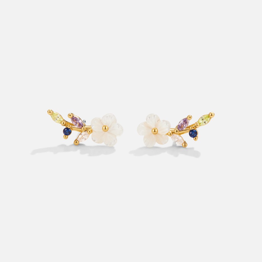 Crystal White Floral Earrings