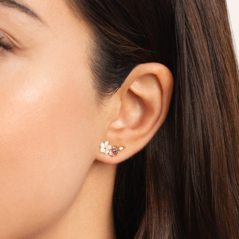Crystal White Floral Earrings