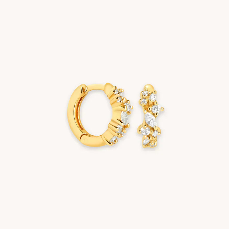 Gold Earrings with Crystal Cluster