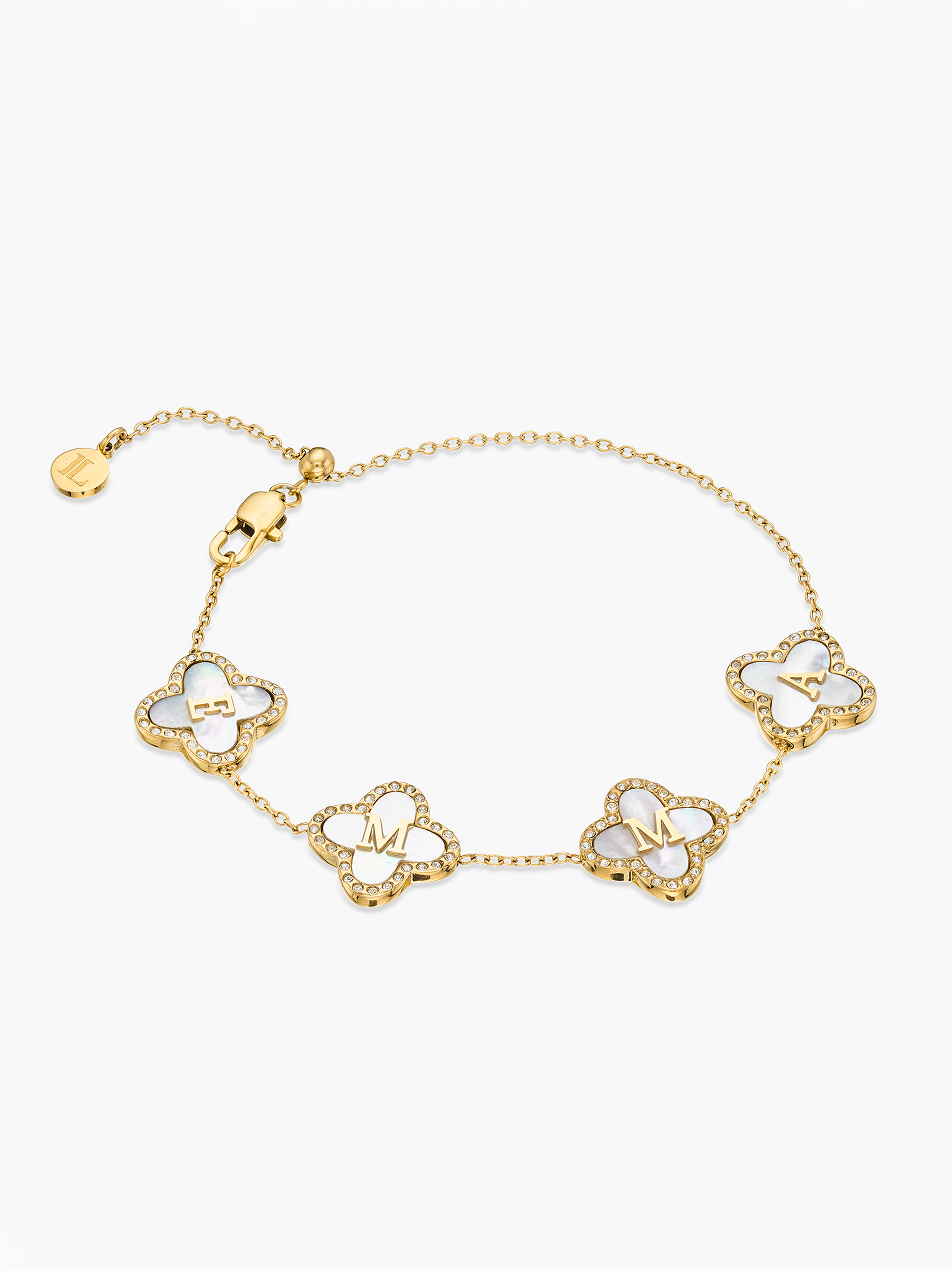 Custom Name Pavé Clover Bracelet