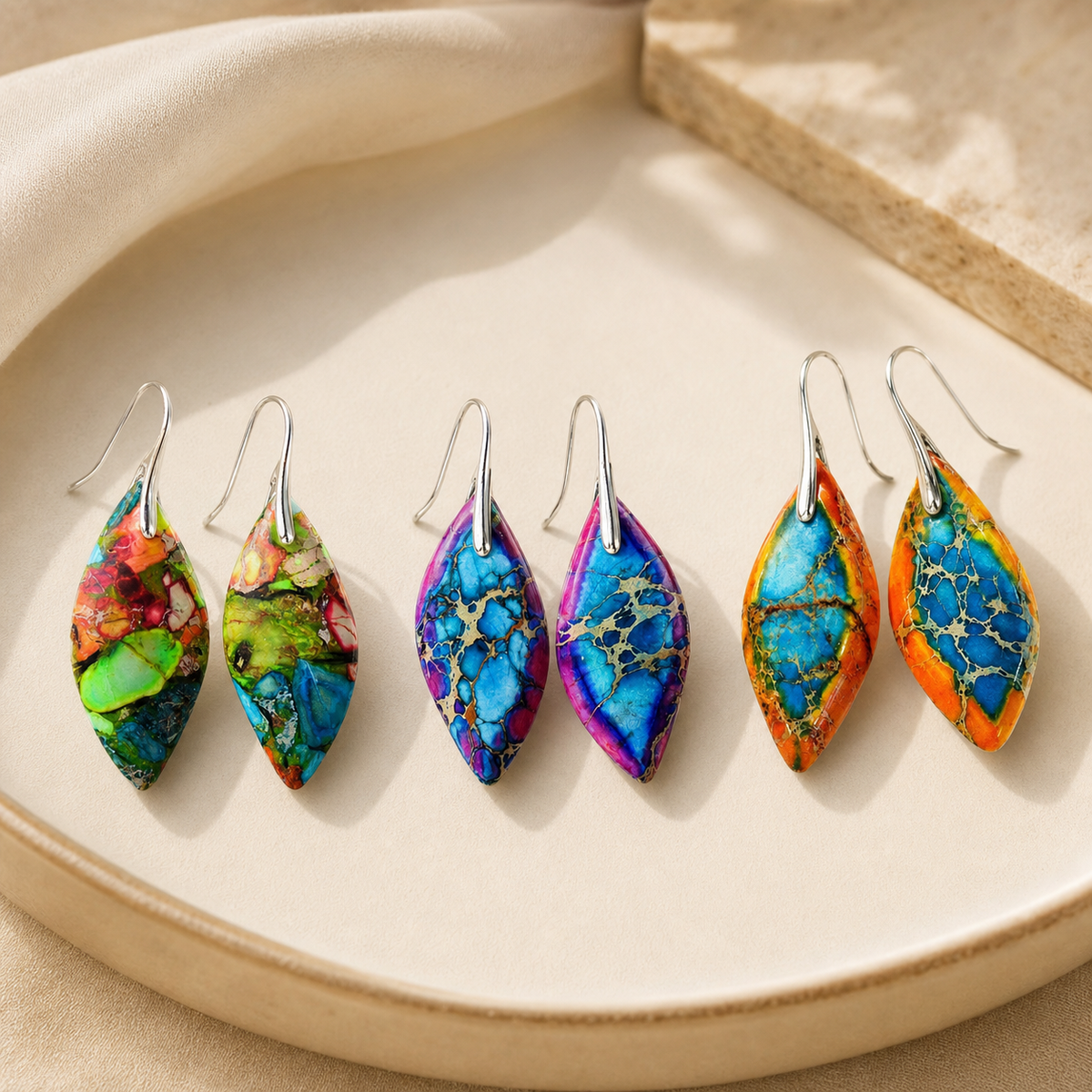 Aurora™ Colorful Mosaic Leaf Earrings