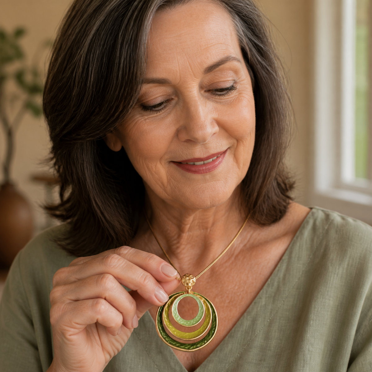 Artistic Layered Circle Pendant Necklace