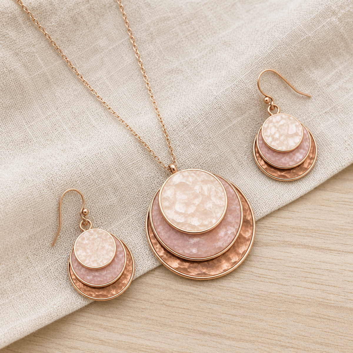 Elegant Layered Pendant Necklace & Earring Set