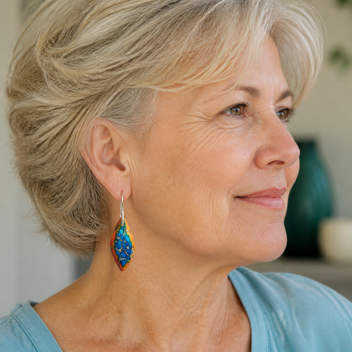 Aurora™ Colorful Mosaic Leaf Earrings
