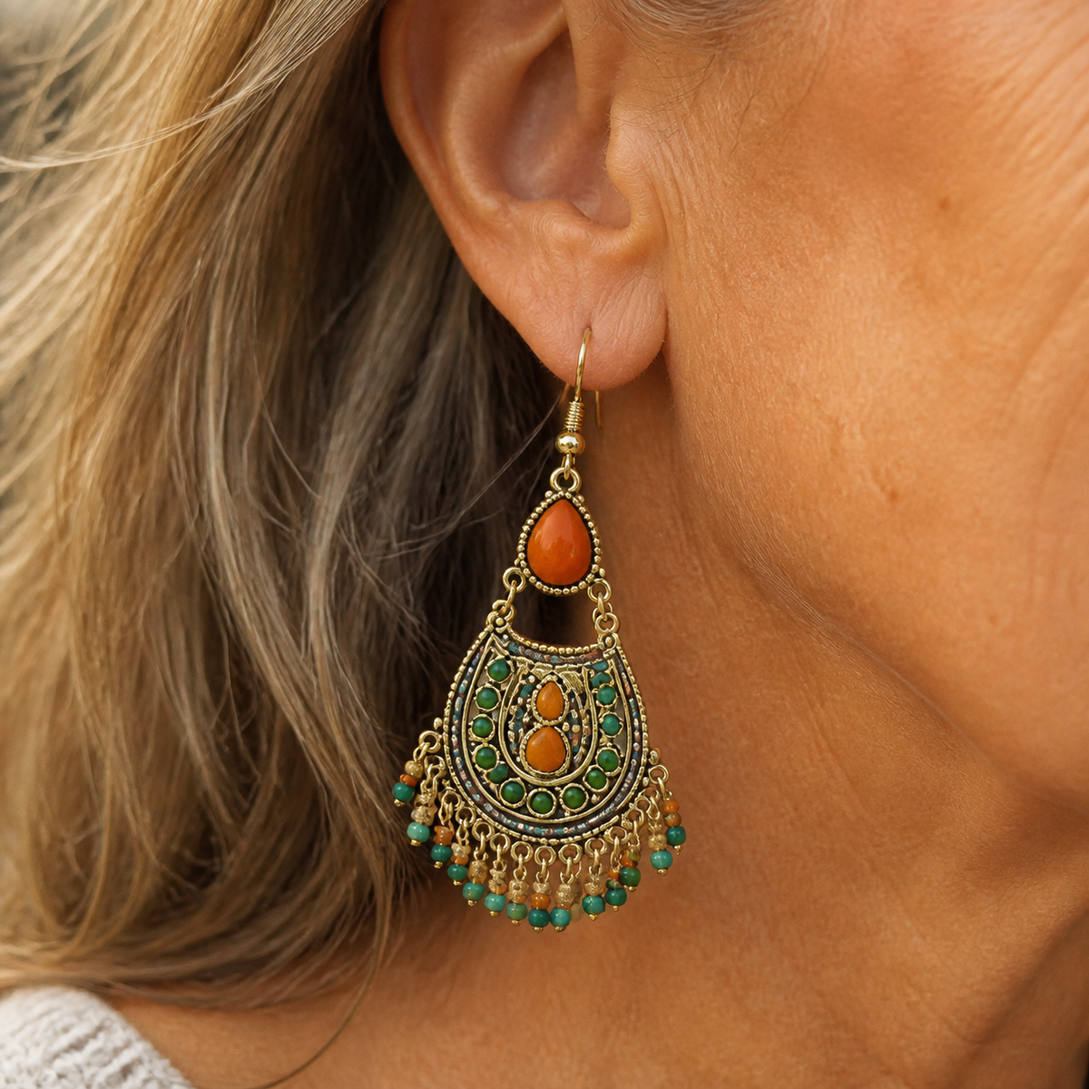 Vintage Turquoise Mosaic Drop Earrings