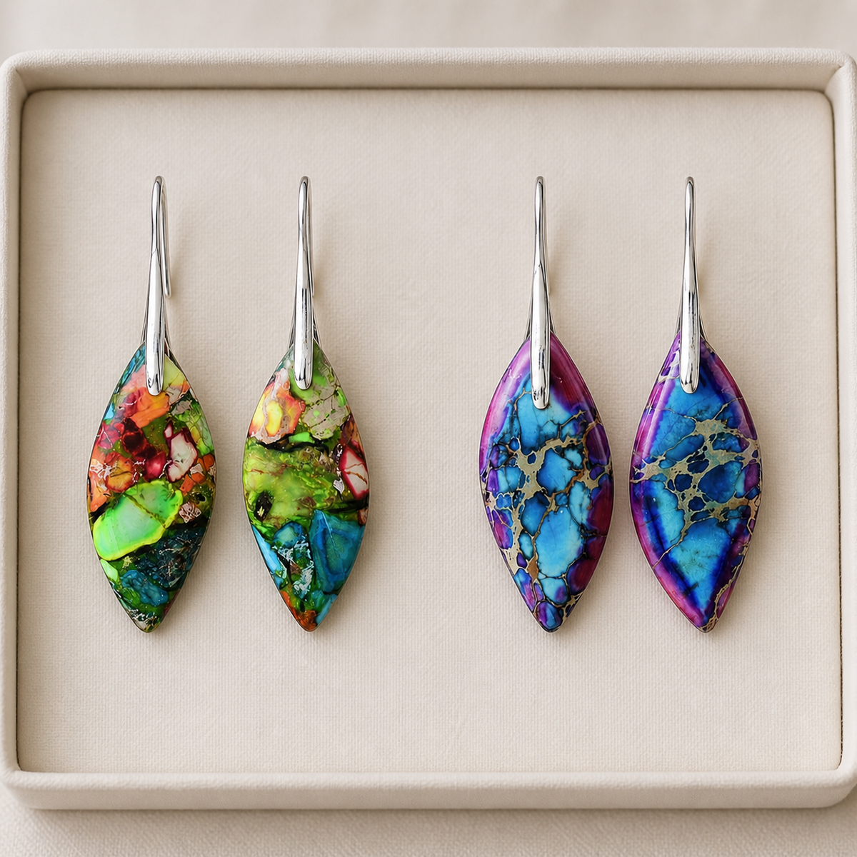 Aurora™ Colorful Mosaic Leaf Earrings