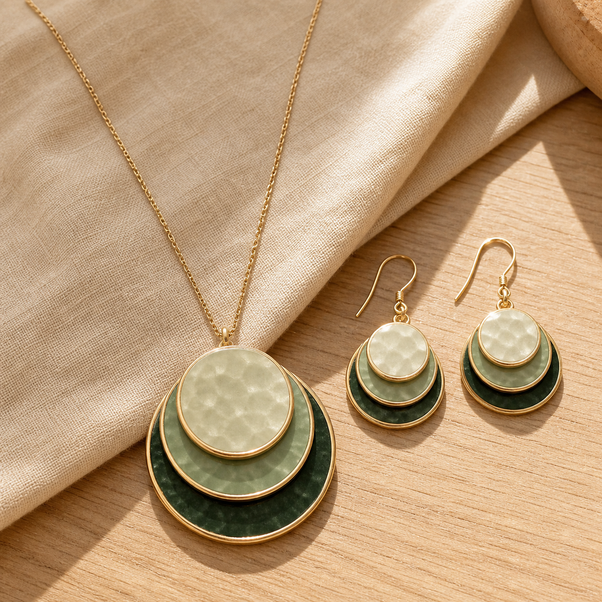 Elegant Layered Pendant Necklace & Earring Set