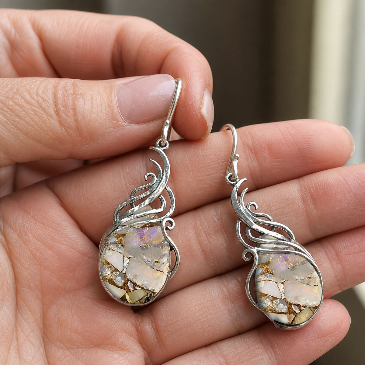 Vintage Mosaic Teardrop Earrings