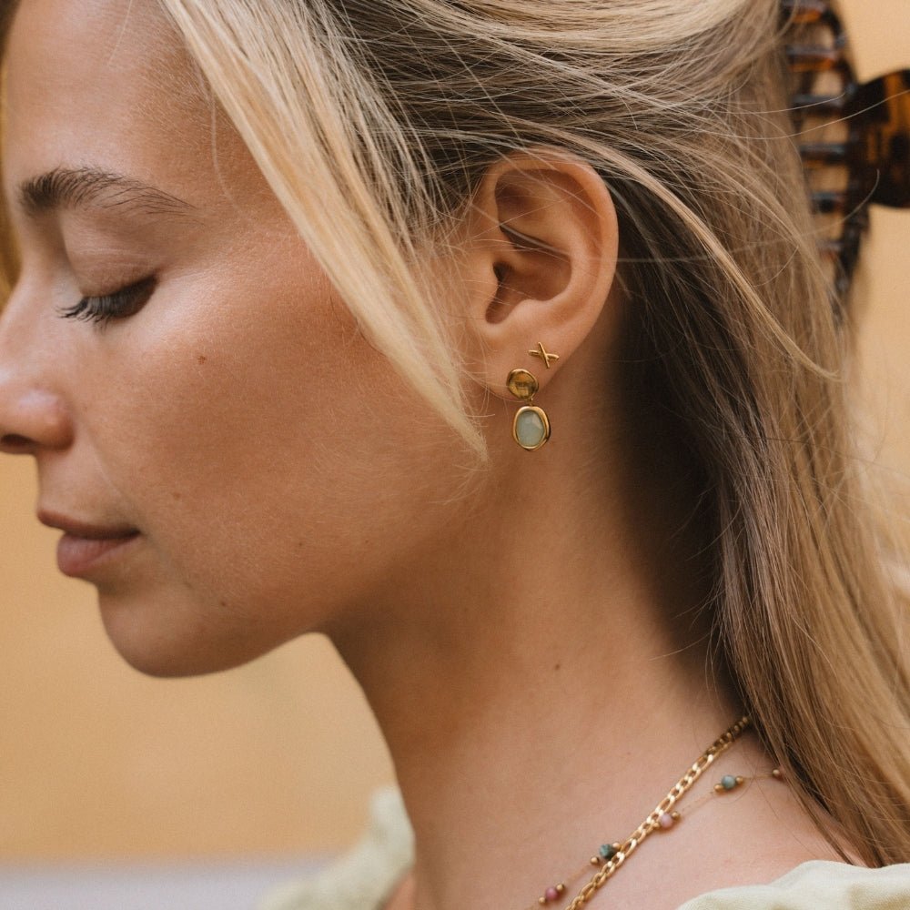 Gold Aquamarine Drop Earrings