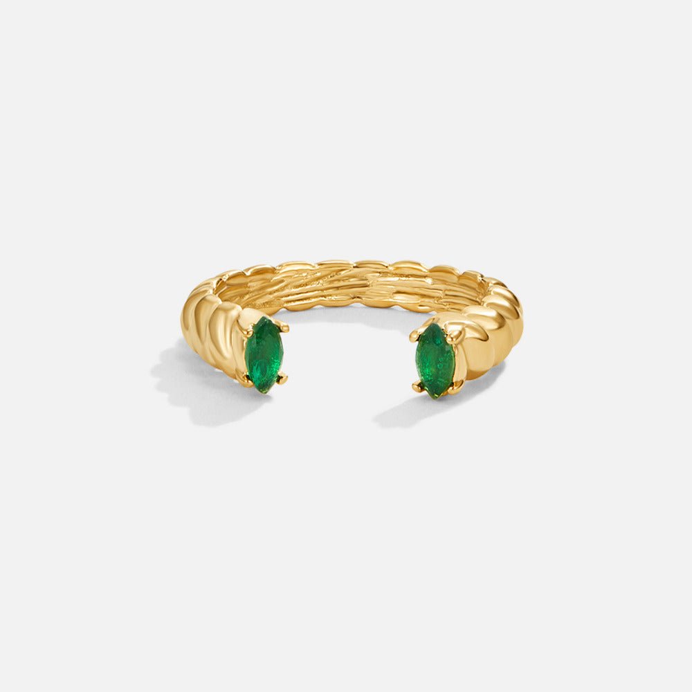 Green Emerald Cuff Ring