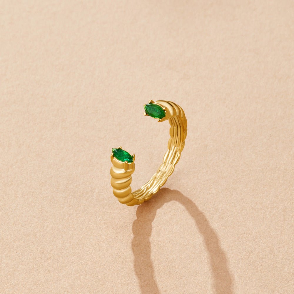 Green Emerald Cuff Ring