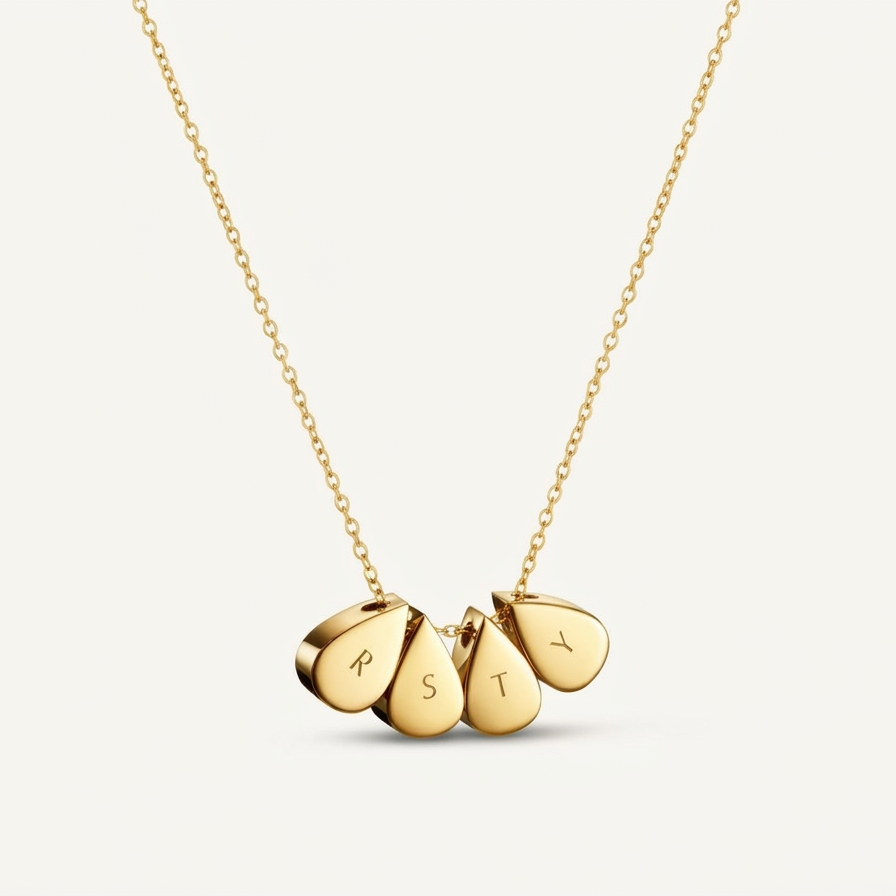 Teardrop Bead Necklace in Gold