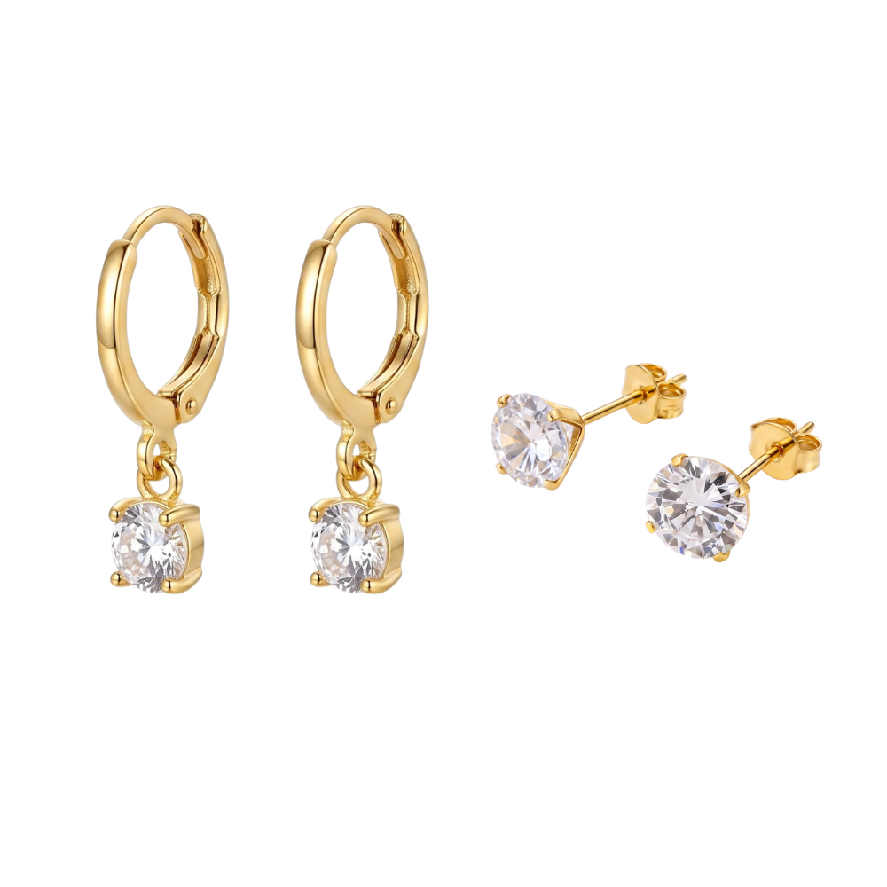 Larmes de Lune Stone Earrings Set | Gold