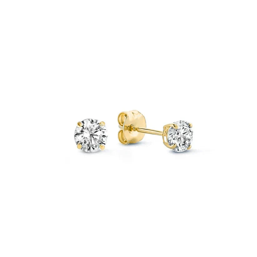 Gold Moon Earrings with Stone